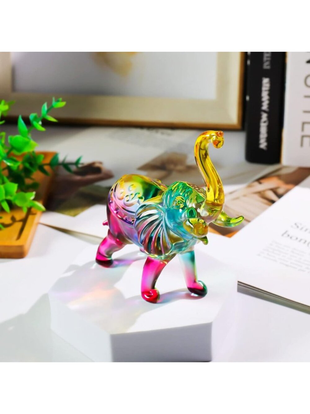 Handmade Colorful Crystal Elephant Figurine - Unique Gift for Elephant Lovers - Picture 3 of 7